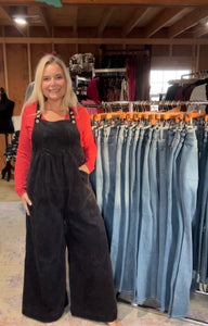 Charcoal Corduroy Overalls