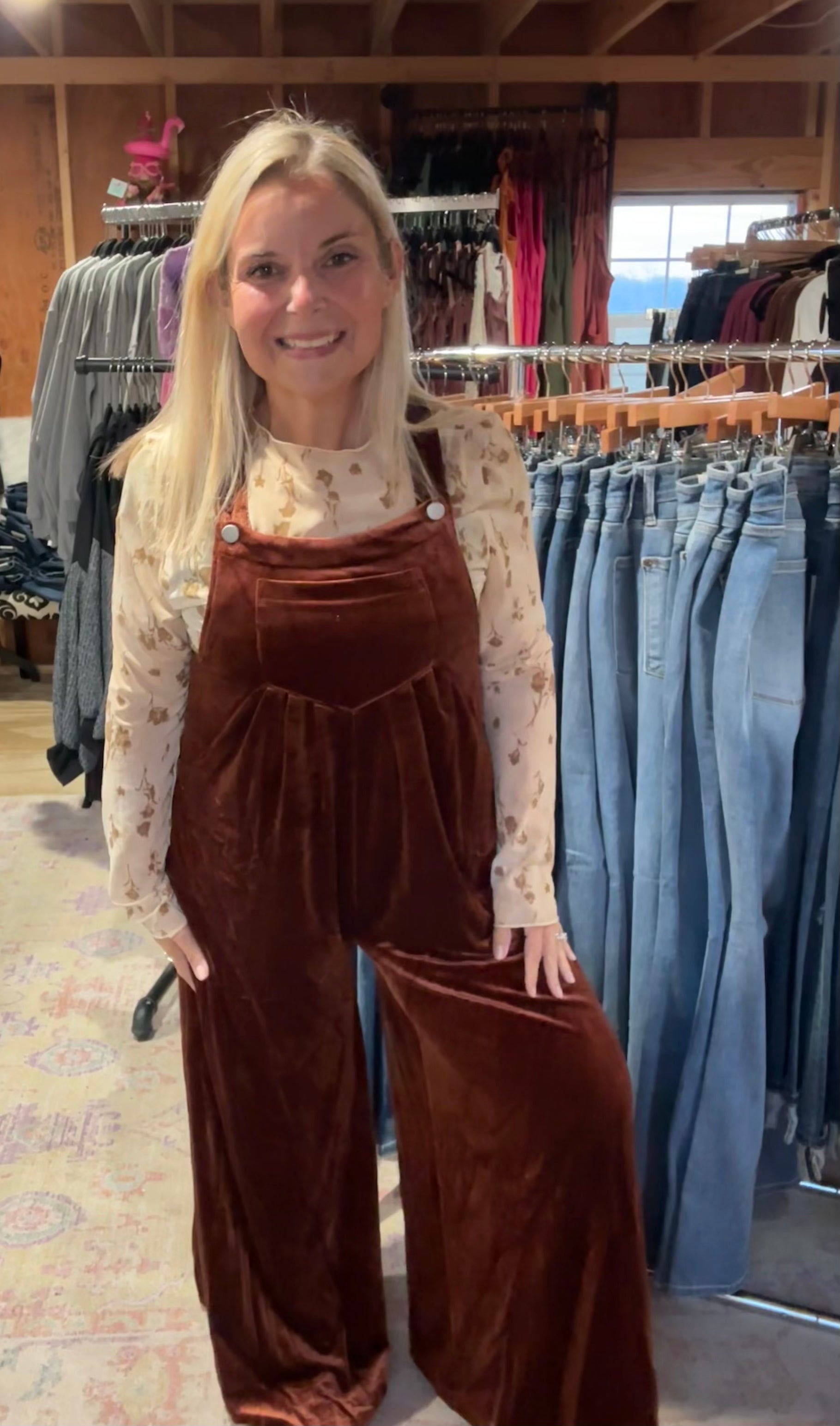 Brown Velvet Overalls