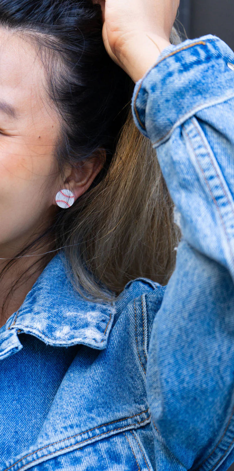 Glitter Baseball Stud Earrings