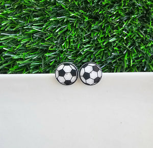 Glitter Soccer Stud Earrings