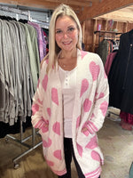 Load image into Gallery viewer, Pink Heart Cloud Cardigan
