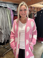 Load image into Gallery viewer, Pink Heart Cloud Cardigan
