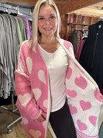 Load image into Gallery viewer, Pink Heart Cloud Cardigan
